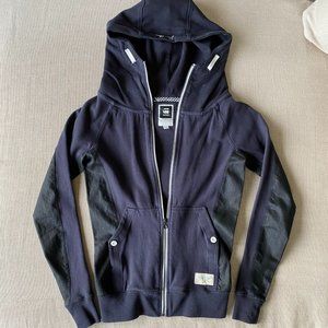 G-Star Raw Full Zip Hooded Jacket, Size Small, Blue/Black